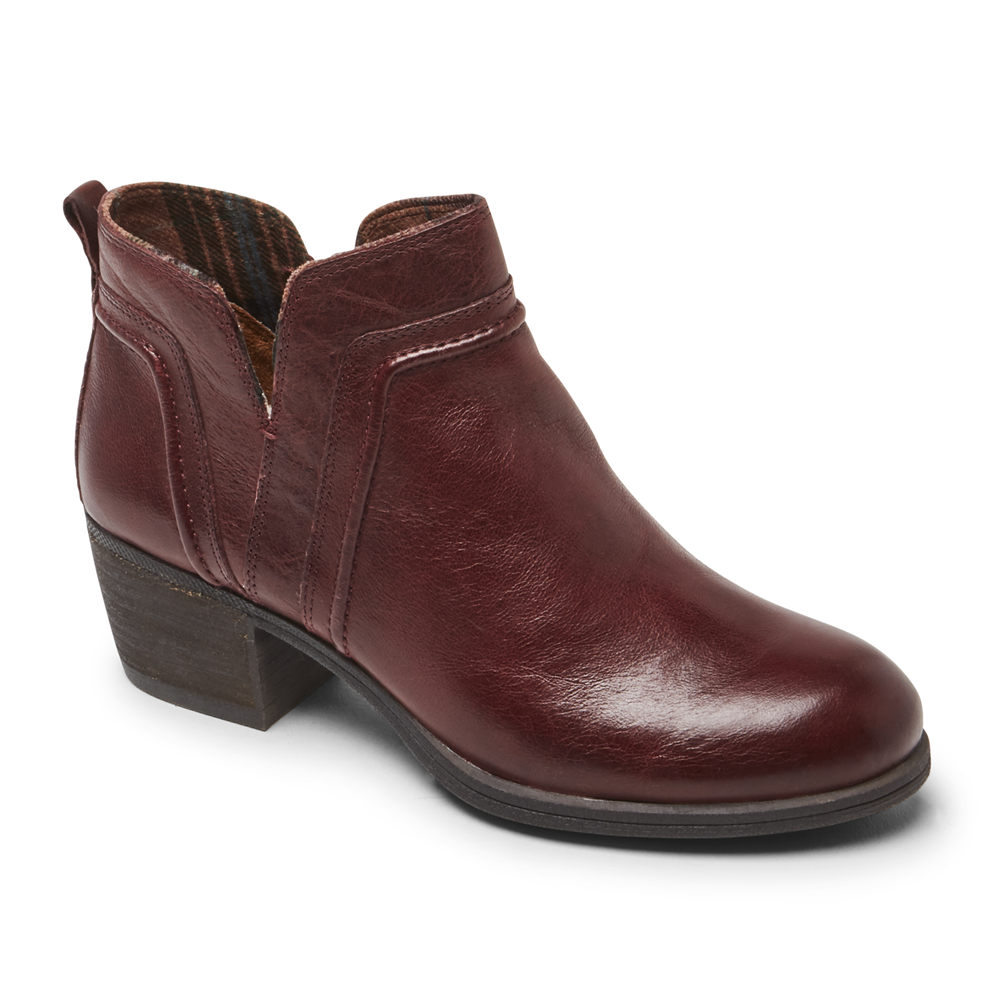 Rockport Boots Dame Burgunder - Cobb Hill Anisa V-Cut - BMQJ87294